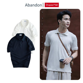 Áo POLO nam dệt kim ngắn tay chất len, cổ chữ V, vải cotton chải kĩ mềm mịn, không bai xù Abandon E23