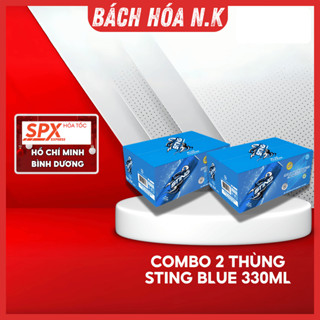 Combo 2 Nước Tăng lực Sting xanh - Sting xanh dương - Sting Blue Thùng 24 lon x 330mL