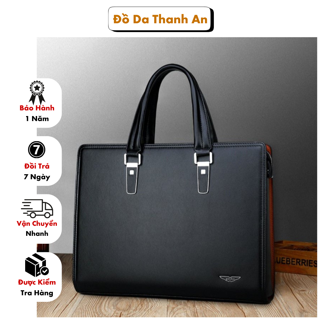 Cặp Da Nam, Cặp Da Công Sở GORCHIS Thời Trang Nam Nữ Cặp Da Khóa Số Hông Cao Cấp CD041