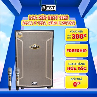 Loa kéo Best 6920 | Bass 5 Tấc, Kèm 2 Micro, 1000W, pin lên đến 8H
