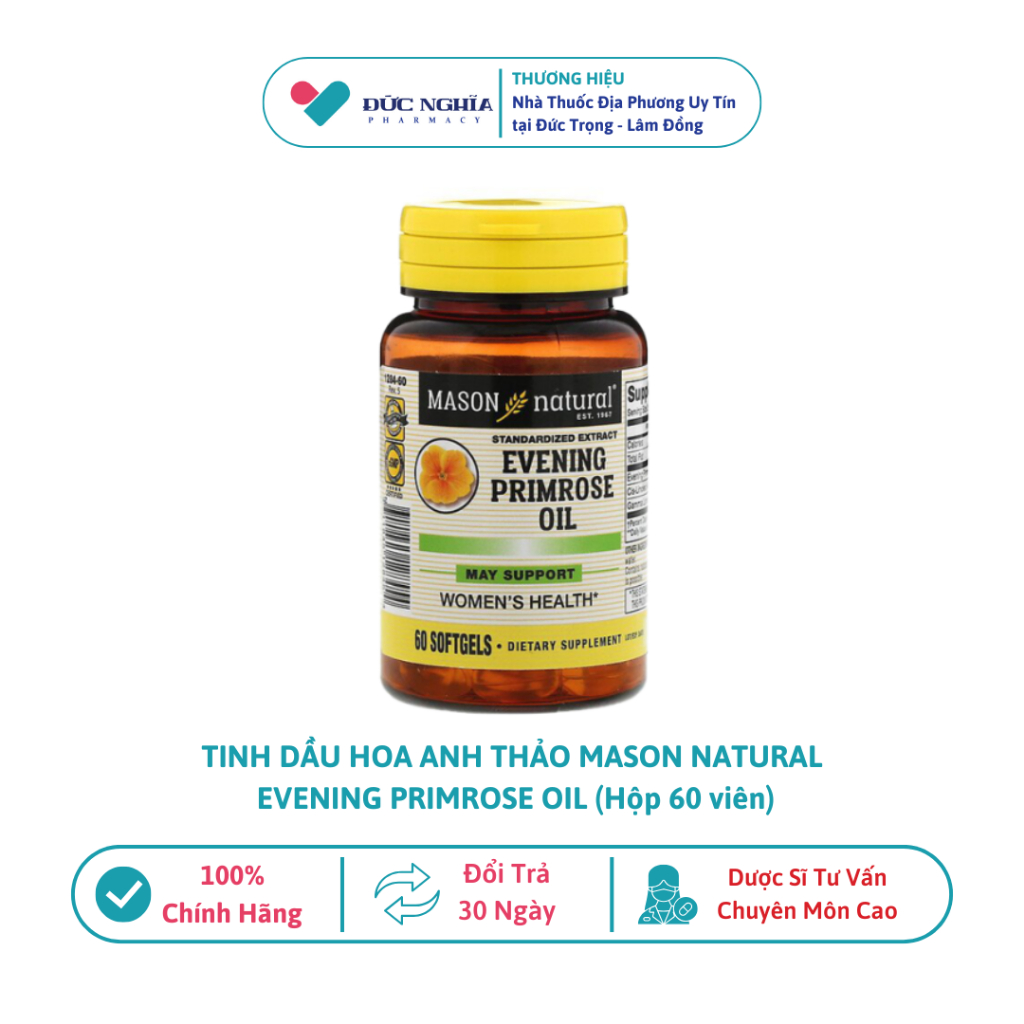 Tinh dầu hoa anh thảo MASON NATURAL EVENING PRIMROSE OIL - Hộp 60 viên