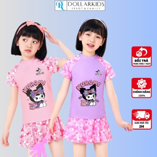 Bộ Đồ Bơi Bé Gái Rời In hình Kuromi Dễ Thương Kèm Nón Dành Cho Bé Gái Từ 10Kg Đến 42Kg