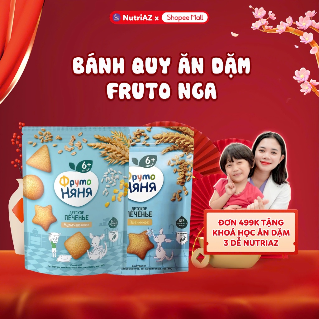 Bánh Quy Ăn Dặm Fruto Nga Cho Bé Từ 6 Tháng Tuổi Bổ Sung Canxi Và Vitamin, 120g