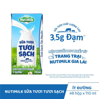 [Date xa] 6 lốc (24hộp) sữa tươi tươi sạch Nutimilk 110ml có đường/ ít đường