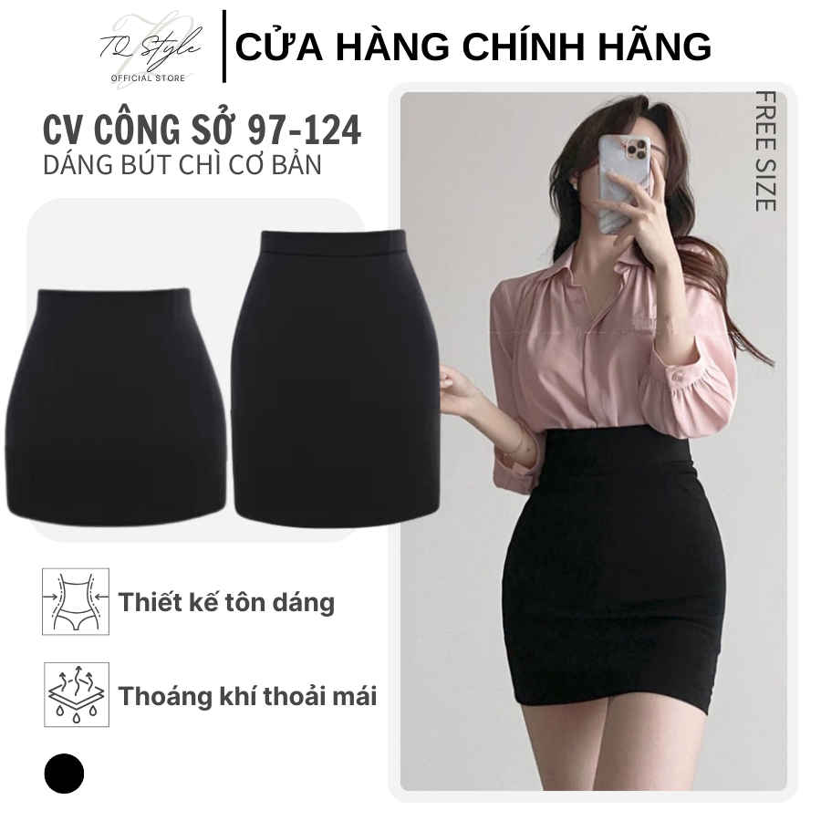 Chân Váy Công Sở Ôm Dáng Ngắn Basic Có Túi, Váy Đen Ôm Body Cạp Cao Nâng Mông Hack Dáng TQ STYLE 97-124
