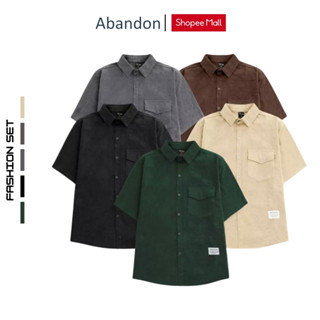 Áo Sơ Mi Nam Tay Ngắn Nhung Tăm Cao Cấp Kiểu Dáng Form Rộng, Unisex, Basic Mặc Cực Đẹp Abandon A4