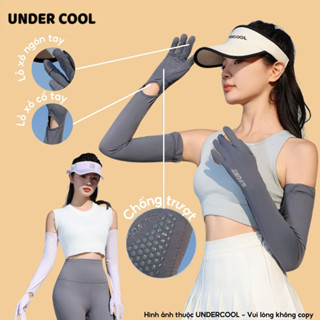 Găng Tay Chống Nắng Dài Golf UNDERCOOL Nữ Nam SPORT Xỏ Hở Ngón, Xỏ cô tay Chống Tia UV Mùa Hè Có Vân Chống Trượt GT02
