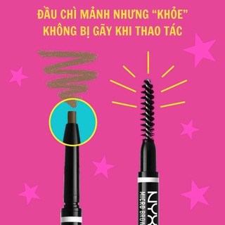 Kẻ Mày NYX Micro Brow Pencil. Chì Kẻ Mày Đầu Nhỏ 1mm. Phẩy Sợi Chân Mày. Chì Mày Màu Nâu