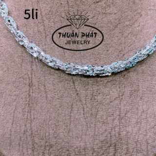 Phụ Kiện Dây Chuyền Xoắn Vuông 5li Trang Sức Bạc Xi Bạch Kim