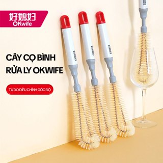 Cây Cọ Bình Rửa Ly OKwife – Chổi Cọ Rửa Bình Sữa, Bình Giữ Nhiệt, Bình Nước Thể Thao Dài 33.5cm