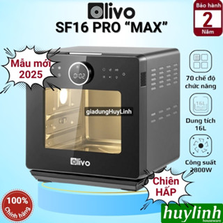[Mẫu 2025] Nồi chiên không dầu - hấp hơi nước Olivo SF16 PRO "MAX" - 16 lít - 70 menu