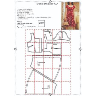 Rập giấy A0 mã 777 - đầm cổ vuông