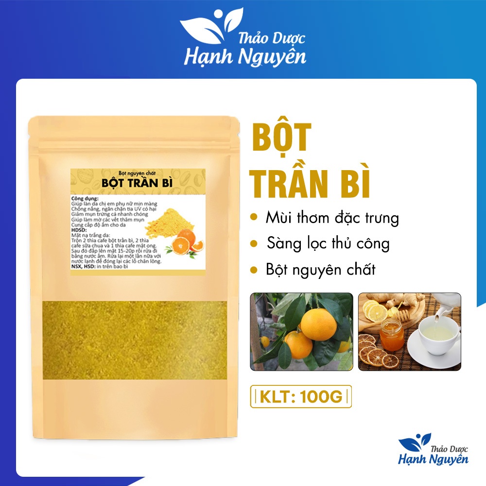 Bột trần bì 100g, bột vỏ quýt, nguyên chất, đắp mặt nạ dưỡng da, mờ thâm, dưỡng trắng da