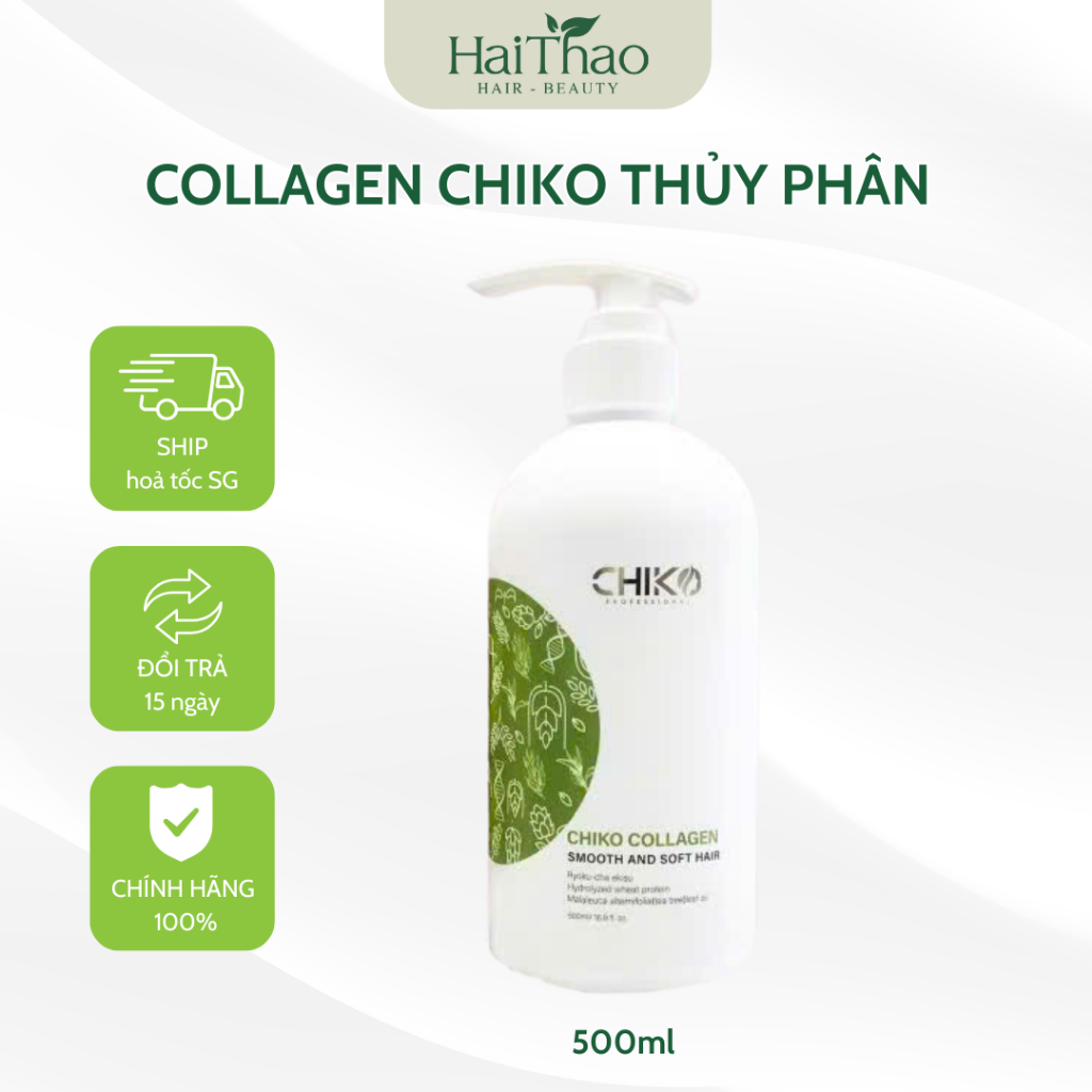 Kem Hấp Phục Hồi Tóc Collagen Chiko Hương Trà Xanh 500ML