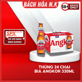 Bia Angkor Chai - Bia Campuchia - Thùng 24 Chai x 330ml