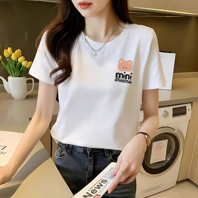 Áo phông nữ dáng vừa NA01 in hình gấu chất liệu thun cotton mềm mịn Loza Mã VT7894