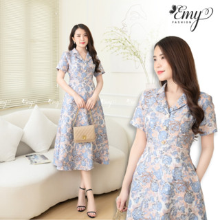 Đầm Công Sở EMY Thiết Kế Cao Cấp Thanh Lịch EM7507 Dáng Xoè Dự Tiệc  Cổ Danton Tay Ngắn Vải Taffta
