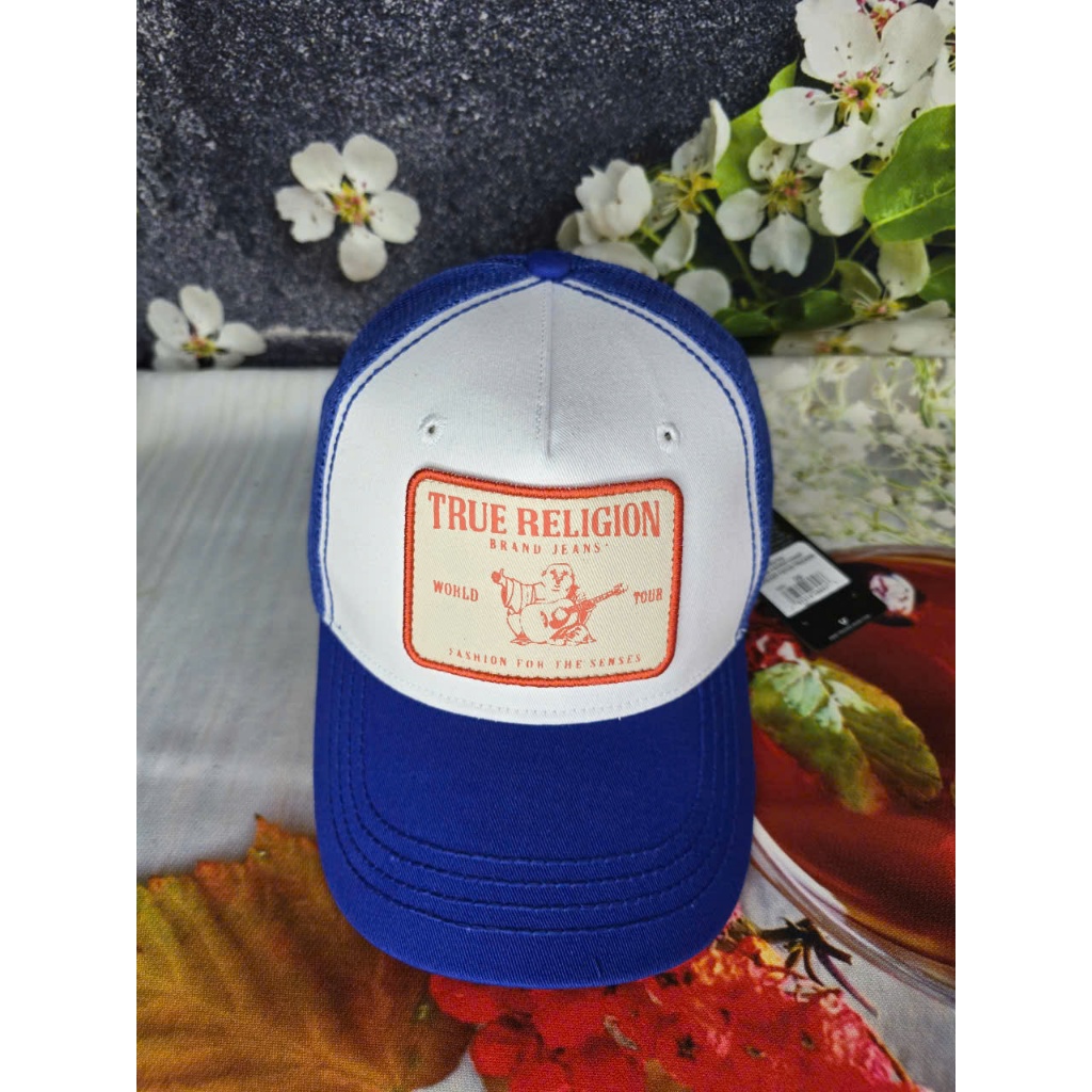 Nón Ông Địa Lưới True Religion Màu Trắng Xanh