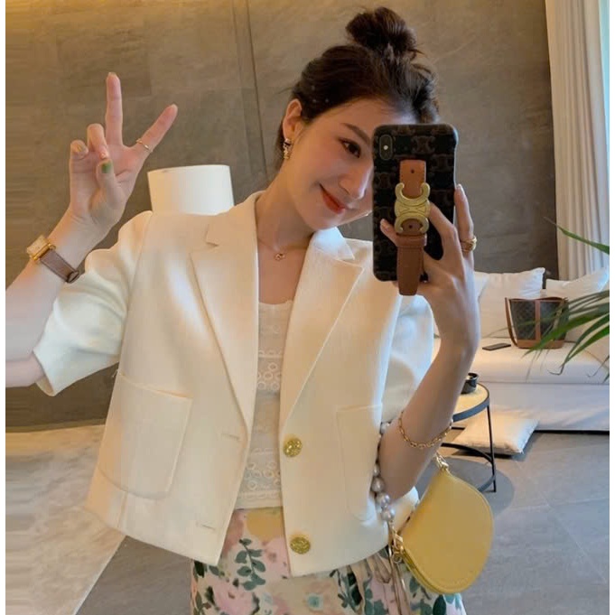 Áo vest croptop nữ blazer ngắn tay ao khoác blazer nữ LUHAZO hàng quảng châu L331