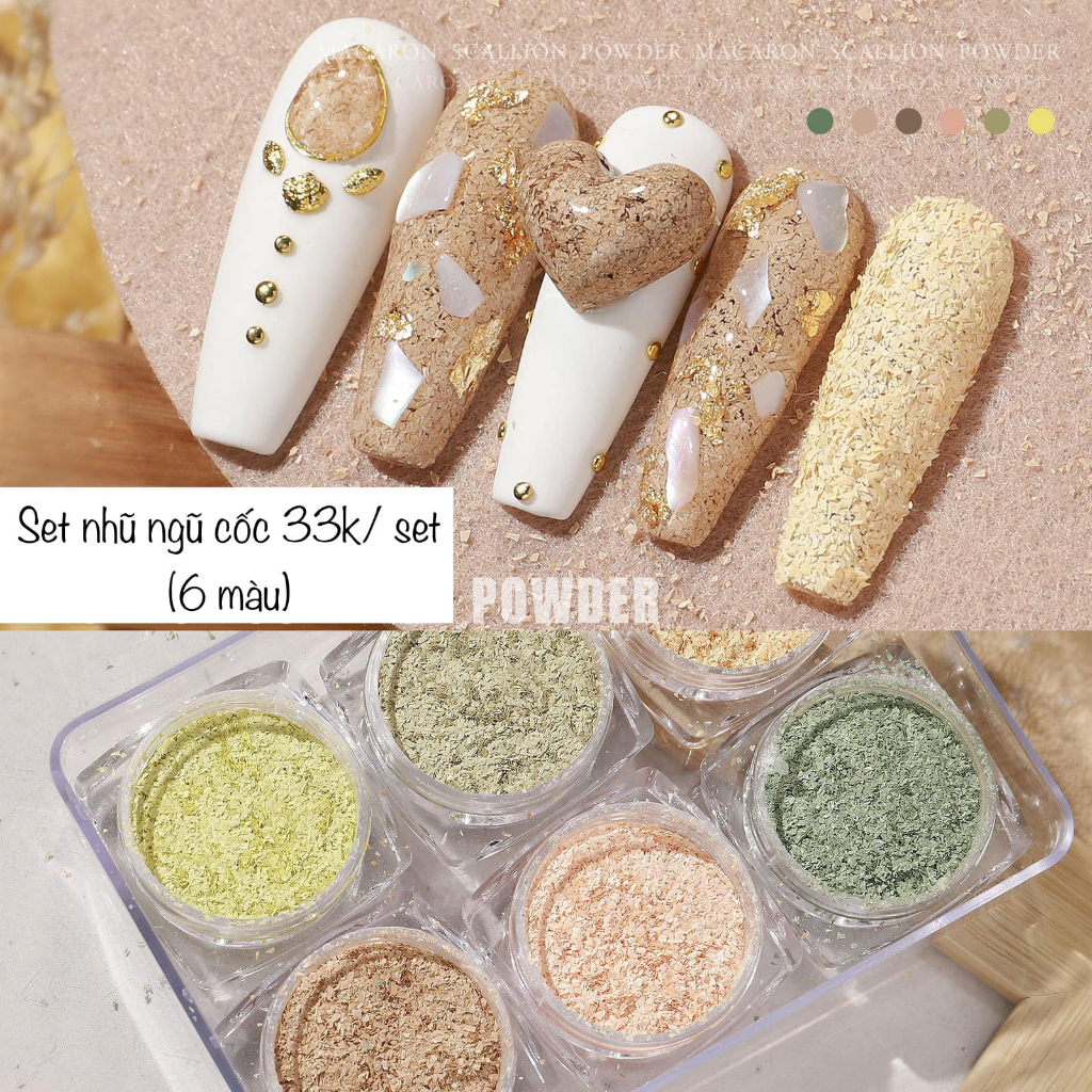 Set 6 màu nhũ rắc màu ngũ cốc (Rắc móng)