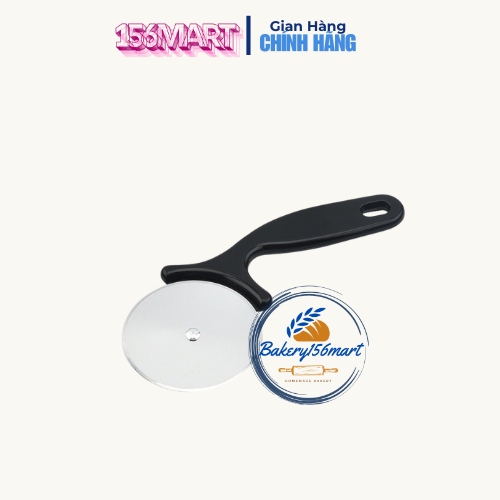 DAO CẮT BÁNH PIZZA CÁN NHỰA ĐEN , LƯỠI INOX ( 20cm )