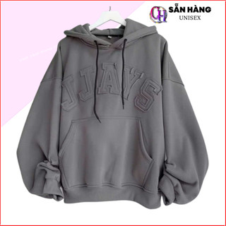 Áo HOODIE BOXY Nam Nữ Khoác Chữ THÊU NỔI Vải JJAYS Form Rộng Basic - CHP L1