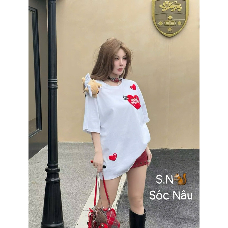 ÁO PHÔNG 13DE MARZO GẤU TRÁI TIM ĐỎ [HÀNG SẴN]