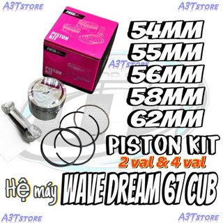 PISTON FASSTEK  2 VAL , 4 VAL NIỀN BẠC 11-12-15 ĐẦU CAO ẮC 13 HỆ DREAM WAVE CUB 67