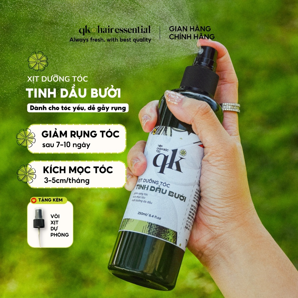 XỊT TÓC TINH DẦU BƯỞI HANDMADE QK