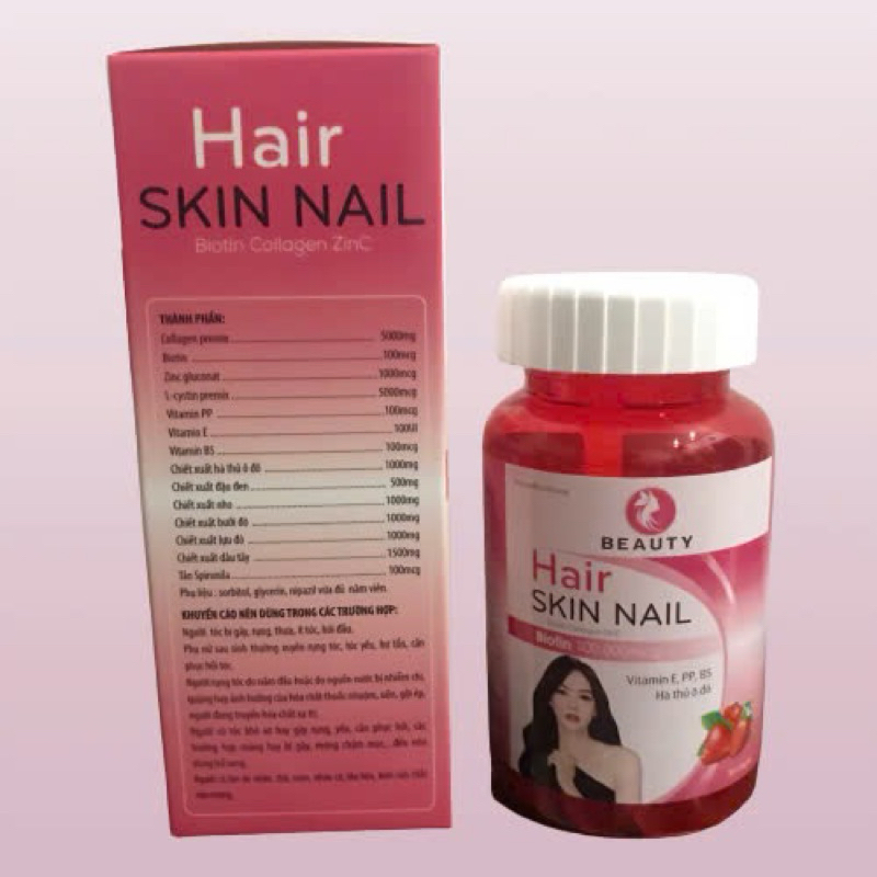 Viên kẹo nhai Nhanh mọc tóc đen tóc chống rụng tóc Hair SKIN NAIL Biotin Collagen ZinC bổ sung dưỡng chất cho tóc khoẻ
