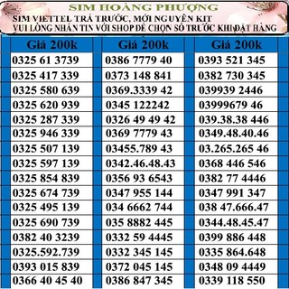 Sim số đẹp viettel đồng giá 200k