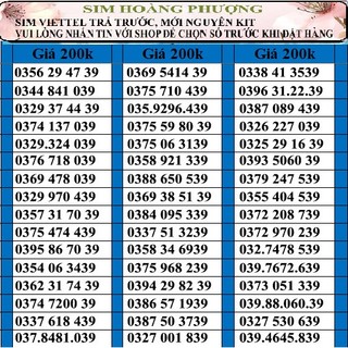 Sim số đẹp viettel đồng giá 200k