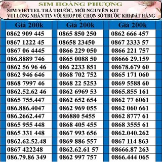 Sim số đẹp viettel đồng giá 200k