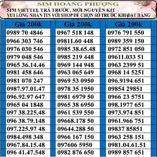 Sim số đẹp viettel đồng giá 200k