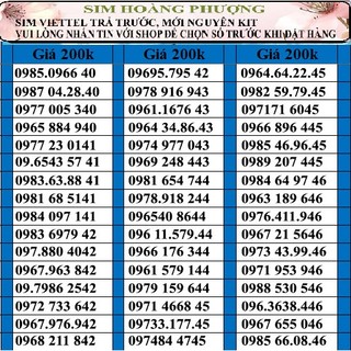 Sim số đẹp viettel đồng giá 200k