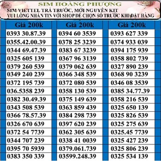 Sim số đẹp viettel đồng giá 200k