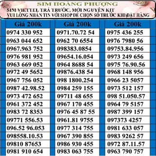 Sim số đẹp viettel đồng giá 200k