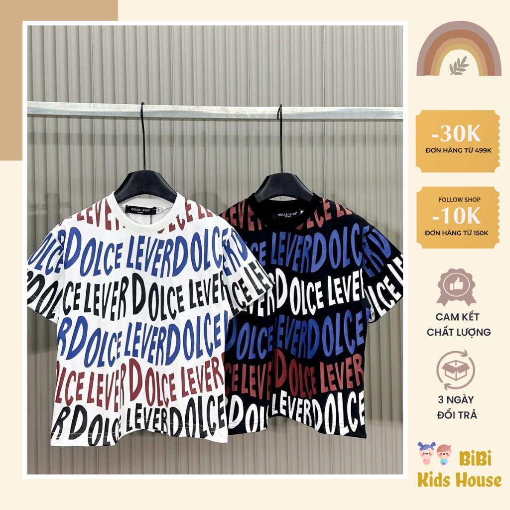 Áo phông cotton Dolce Lever in họa tiết chữ cho bé trai 13 - 40kg