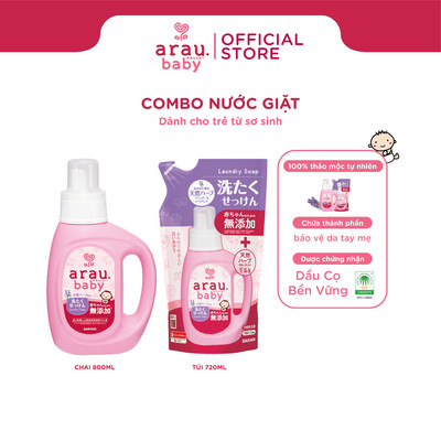 Combo nước giặt cho bé Arau baby (chai 800ml và túi 720ml)