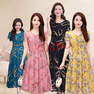 Váy Đầm Trung Niên Nữ Cho Mẹ Họa Tiết Dáng Dài V04 - Thời Trang Cho Người Lớn Tuổi Trung Tuổi U40 U50 Giá Rẻ Đẹp Bigsize