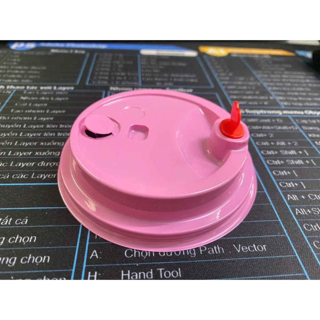 50 nắp ly cốc tim phi 90 chất liệu nhựa PET an toàn bóng đẹp .