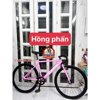 xe đạp thể thao fixed gear và single tsunami smn100 Hồng phấn ( kèm strap và dụng cụ lắp ráp )