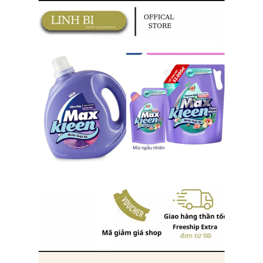 Nước Giặt Xả MaxKleen Hương Hoa Nắng 2,4kg thơm hương bền lâu, chuyên dụng cho cửa trước