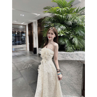 Váy cúp ngực hottrend vải ren cao cấp đính hoa 3D tỉ mỉ,đầm dự tiệc hàng thiết kế dáng dài( kèm ảnh thật)