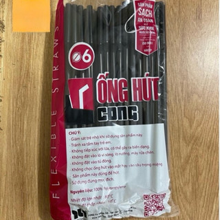 Ống Hút Cà phê Bẻ Cong Đen F6 gói 80 cái-  ống hút Cafe bẻ cong 360 độ