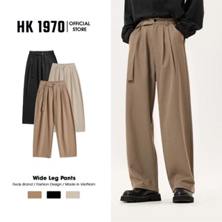 Quần âu nam, Quần tây nam Kèm Đai cạp chun sau, vải tuyết mưa Hàn Quốc dáng quần ống suông rộng Q168