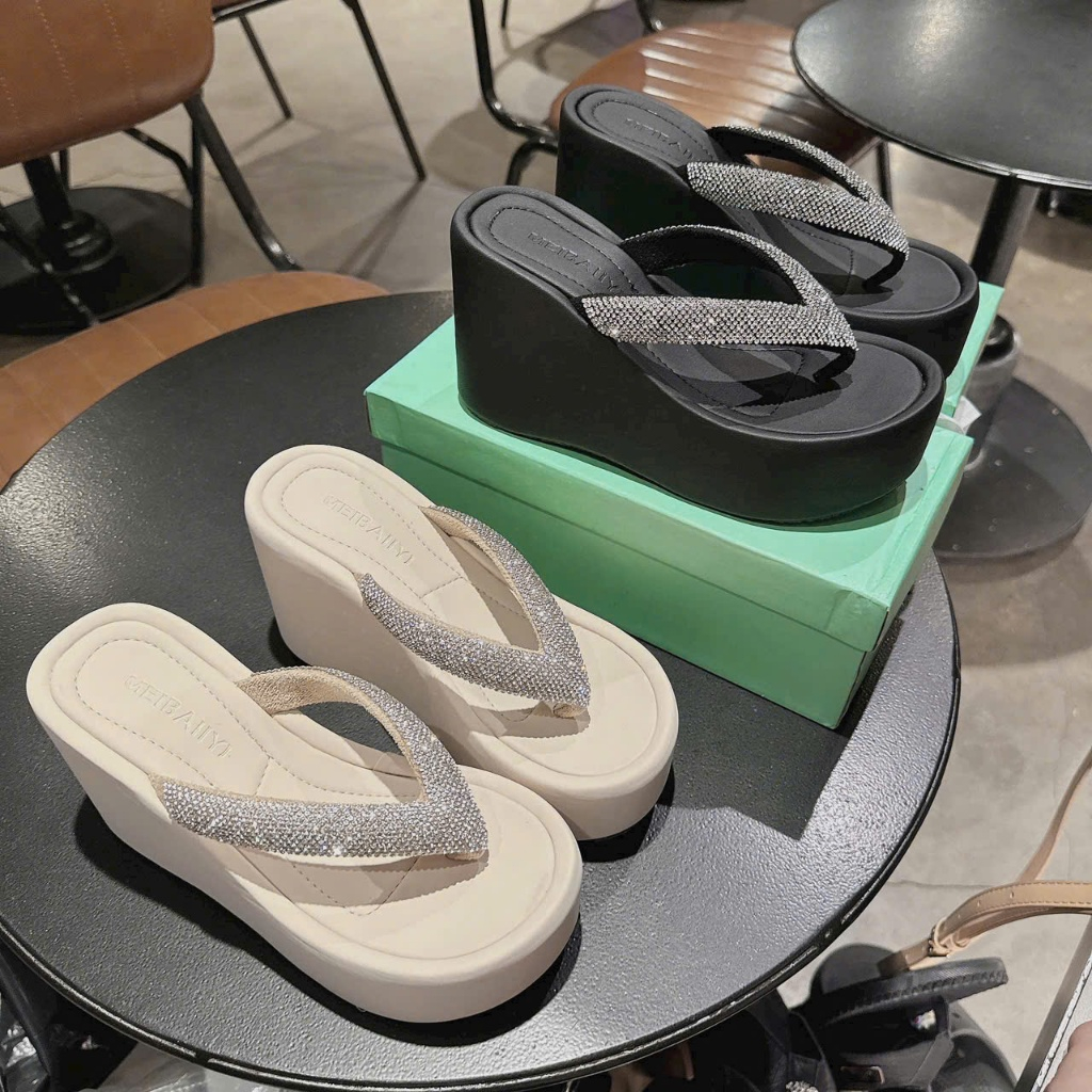 NS1 Dép xuồng kẹp đá 9 cm - Bonita Shoes BM294