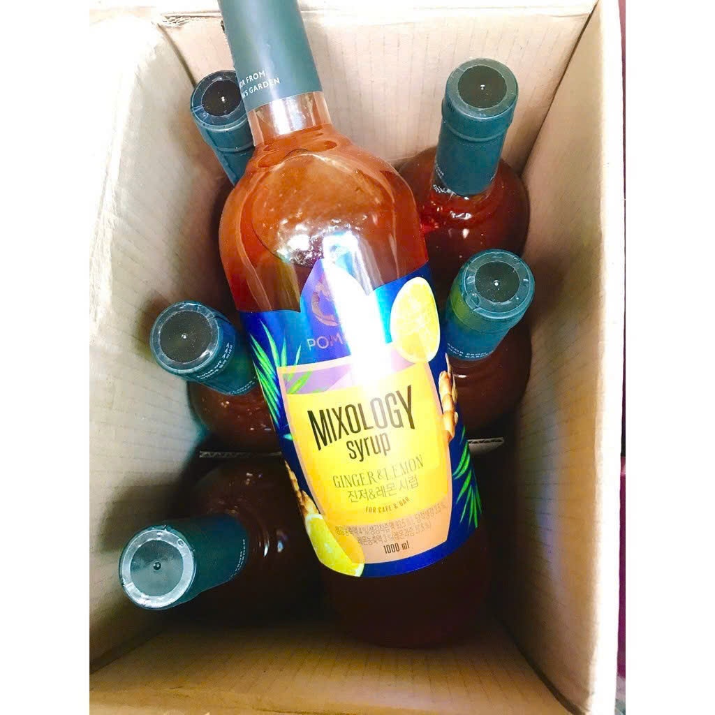 Syrup/ Siro POMONA chai 1000ml Vị Chanh Gừng/ Chanh Vàng/ Hạt Dẻ Nướng