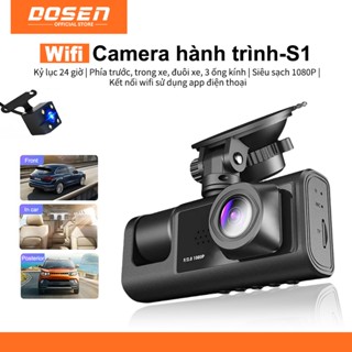 Dosen Camera hành trình ô tô Taxi hỗ trợ kết nối 3 mắt ghi hình tốc độ cao Wifi full HD 1080p hồng ngoại siêu nét