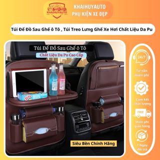 Túi Để Đồ Sau Ghế ô Tô , Túi Treo Lưng Ghế Xe Hơi Chất Liệu Da Pu Cao Cấp (Loại có bàn ăn) khaihuyauto